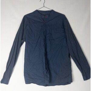 Maharishi Shirt Mens M Blue Long Sleeve 100% Cotton Button Up Color Block